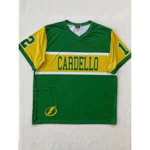 Alleson Athletic Mens XL Jersey Green Yellow Cardello 12 Lightning Bolt Sport